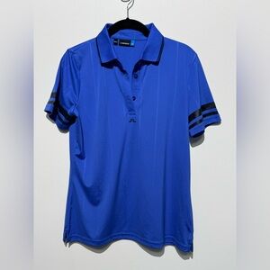 J.Lindebreg Womens Polo Size Large Blue Short Sleeve